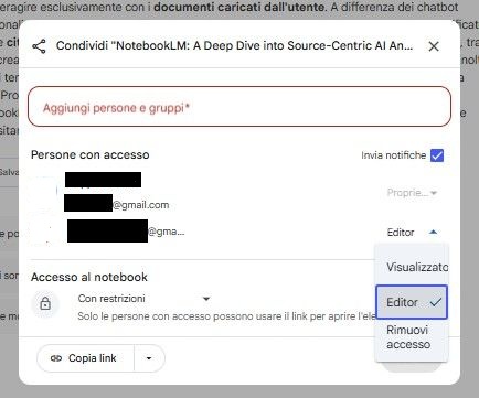 Condividere contenuti con NotebookLM